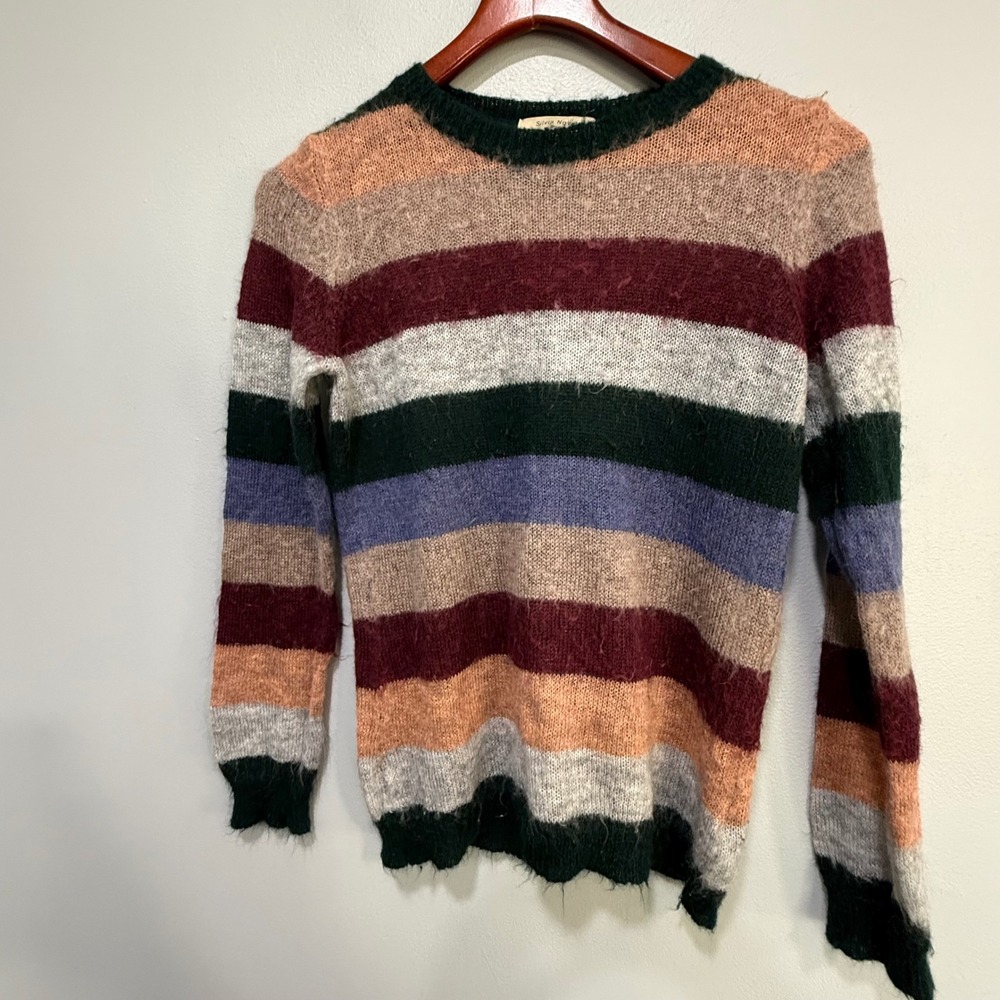 Silvia Novelli Striped Mohair Blend Sweater Size‎ Small Made in Italy  academia